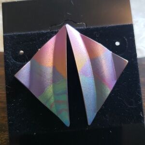 Vintage Titanium Multi Color Triangle Earrings